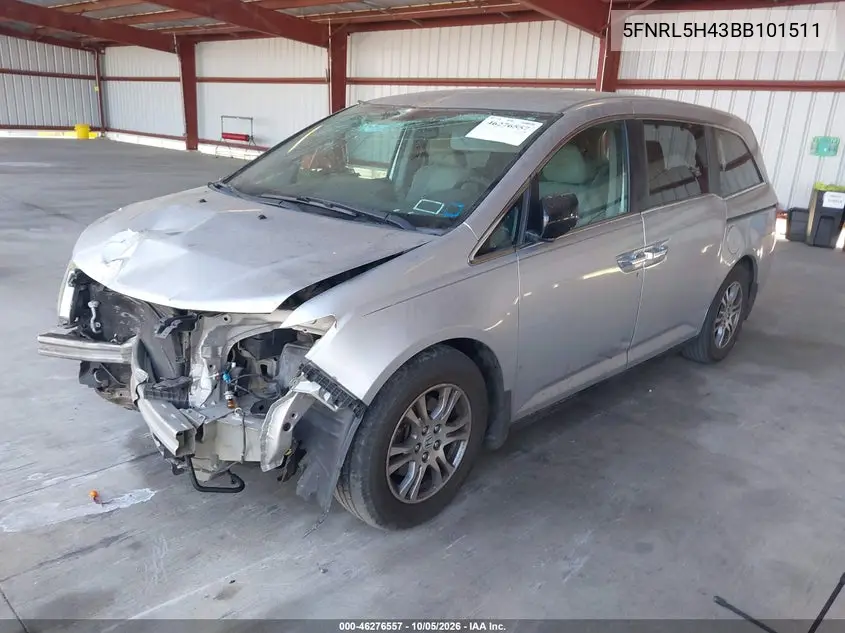 2011 HONDA ODYSSEY VIN 5FNRL5H43BB101511 — фото 2