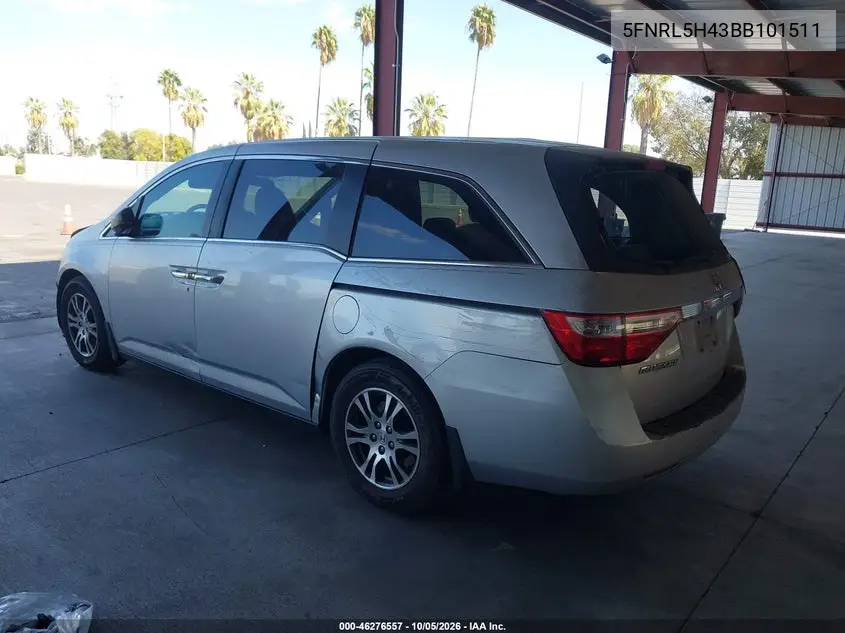 2011 HONDA ODYSSEY VIN 5FNRL5H43BB101511 — фото 3
