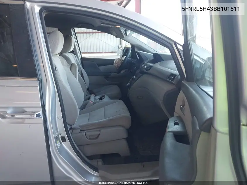 2011 HONDA ODYSSEY VIN 5FNRL5H43BB101511 — фото 5