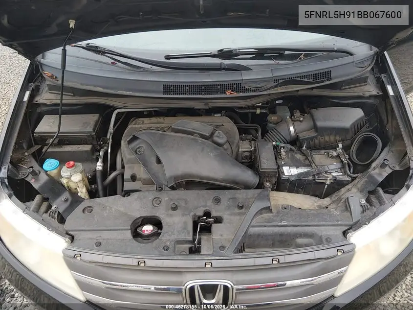 2011 HONDA ODYSSEY VIN 5FNRL5H91BB067600 — фото 10