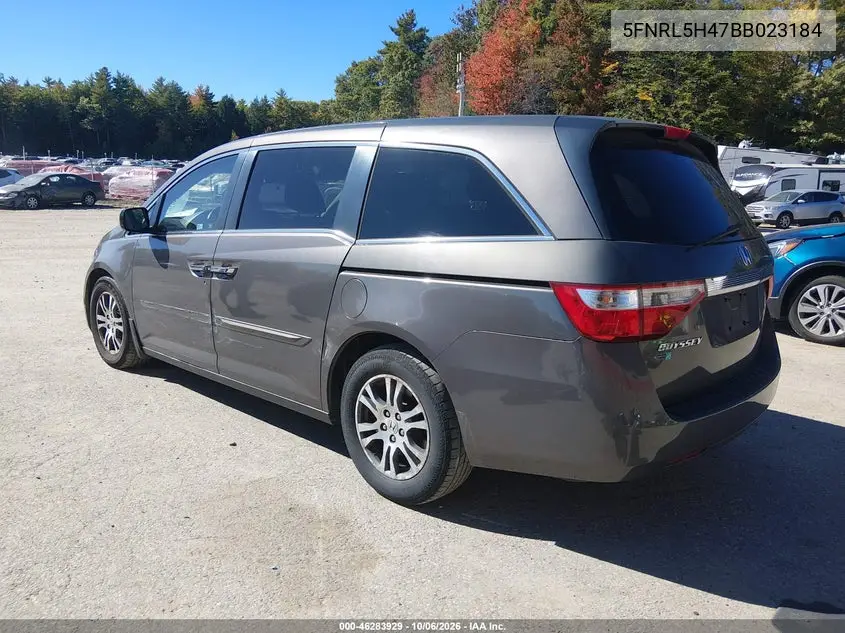2011 HONDA ODYSSEY VIN 5FNRL5H47BB023184 — фото 3