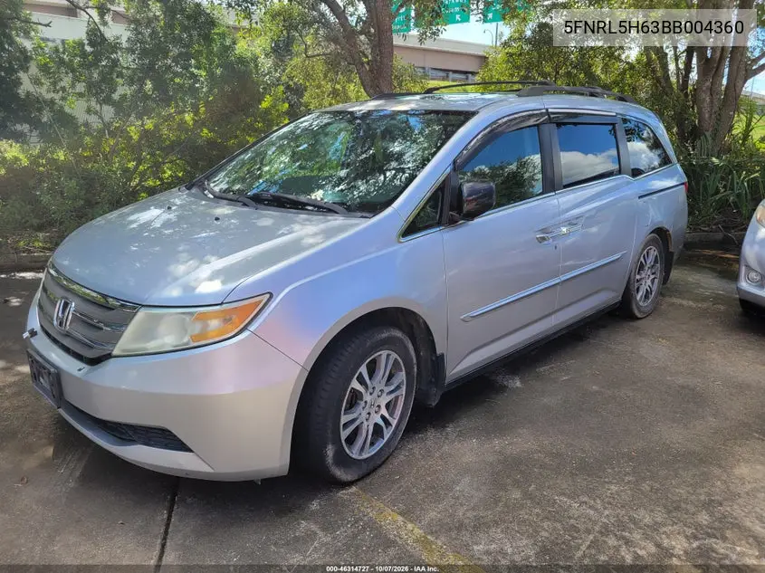 2011 HONDA ODYSSEY VIN 5FNRL5H63BB004360 — фото 2