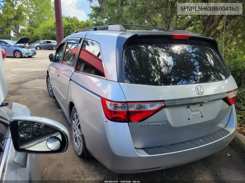 2011 HONDA ODYSSEY VIN 5FNRL5H63BB004360 — фото 3