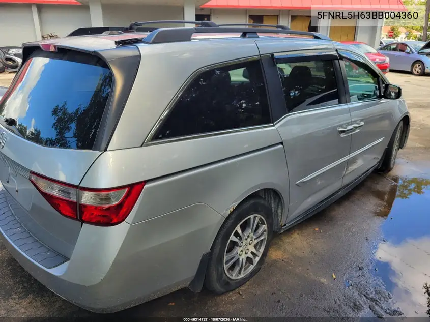 2011 HONDA ODYSSEY VIN 5FNRL5H63BB004360 — фото 4