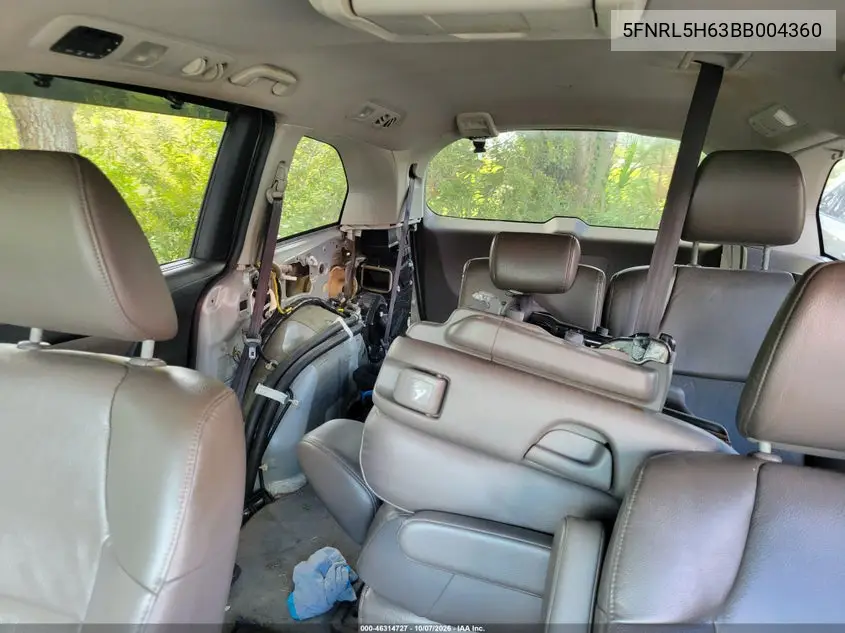 2011 HONDA ODYSSEY VIN 5FNRL5H63BB004360 — фото 5