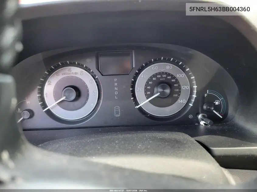 2011 HONDA ODYSSEY VIN 5FNRL5H63BB004360 — фото 6