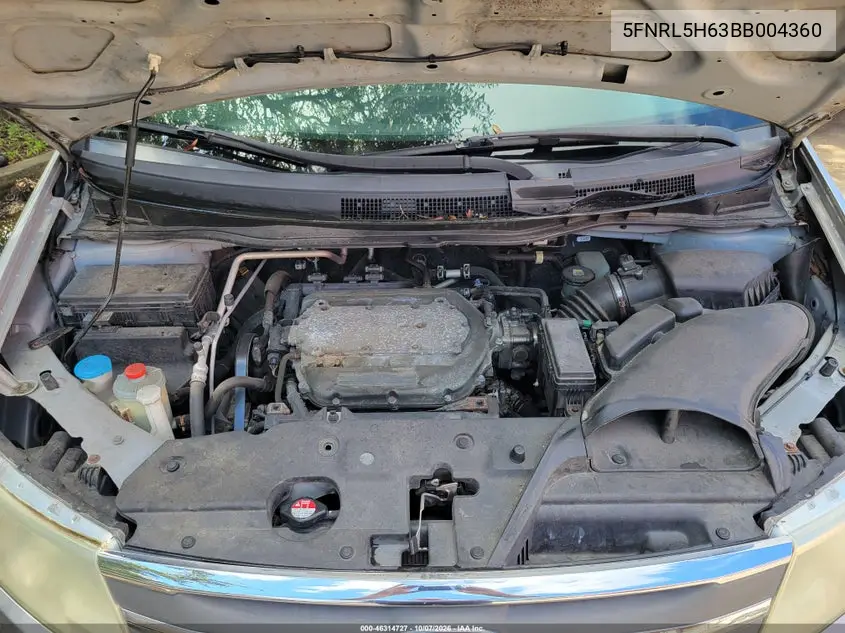 2011 HONDA ODYSSEY VIN 5FNRL5H63BB004360 — фото 9