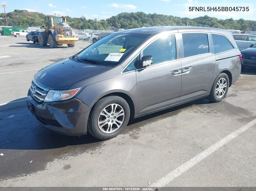 2011 HONDA ODYSSEY VIN 5FNRL5H65BB045735 — фото 2