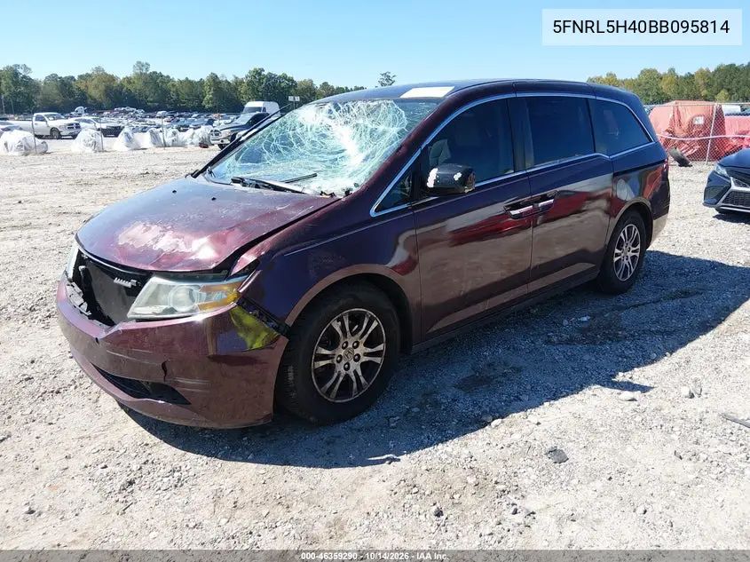 2011 HONDA ODYSSEY VIN 5FNRL5H40BB095814 — фото 2