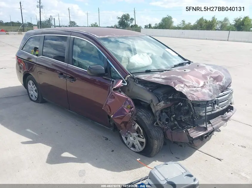 HONDA ODYSSEY 2011, VIN 5FNRL5H27BB040131