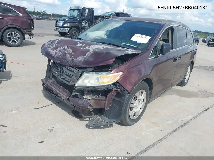2011 HONDA ODYSSEY VIN 5FNRL5H27BB040131 — фото 2