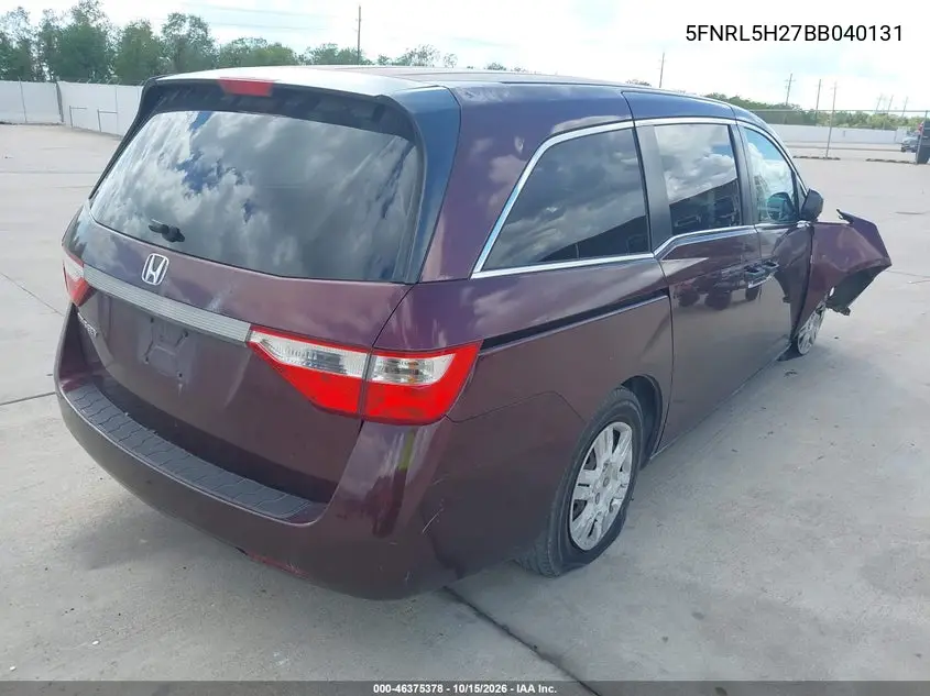 2011 HONDA ODYSSEY VIN 5FNRL5H27BB040131 — фото 4