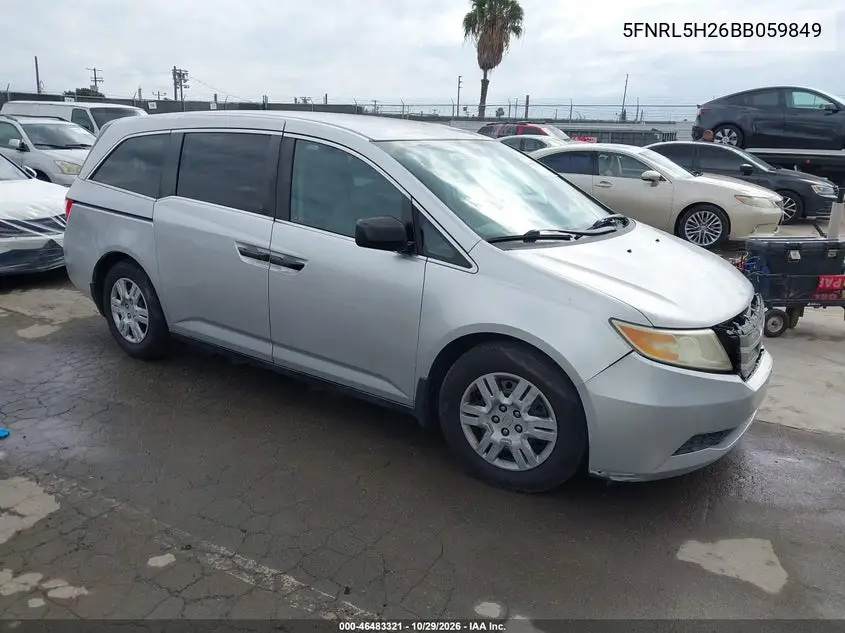 HONDA ODYSSEY 2011, VIN 5FNRL5H26BB059849