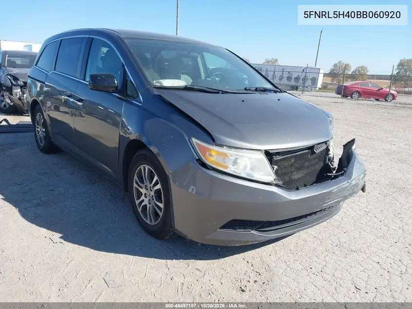 HONDA ODYSSEY 2011, VIN 5FNRL5H40BB060920