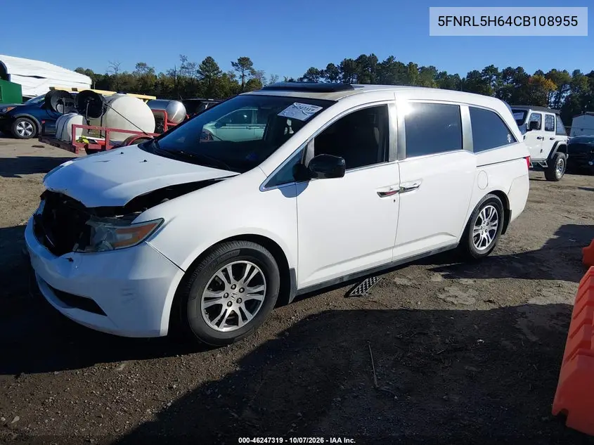 2012 HONDA ODYSSEY VIN 5FNRL5H64CB108955 — фото 2