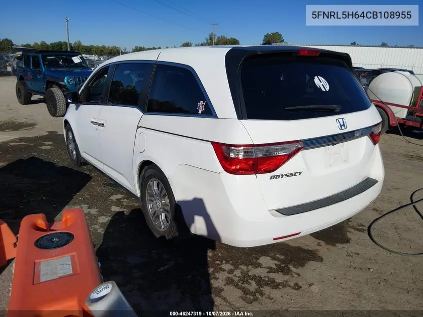 2012 HONDA ODYSSEY VIN 5FNRL5H64CB108955 — фото 3