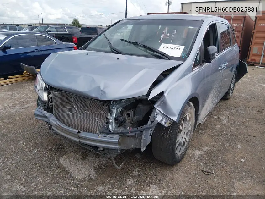 2013 HONDA ODYSSEY VIN 5FNRL5H60DB025881 — фото 2