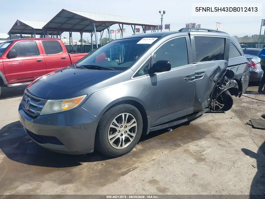 2013 HONDA ODYSSEY VIN 5FNRL5H43DB012413 — фото 2