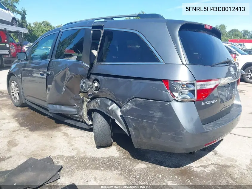 2013 HONDA ODYSSEY VIN 5FNRL5H43DB012413 — фото 3