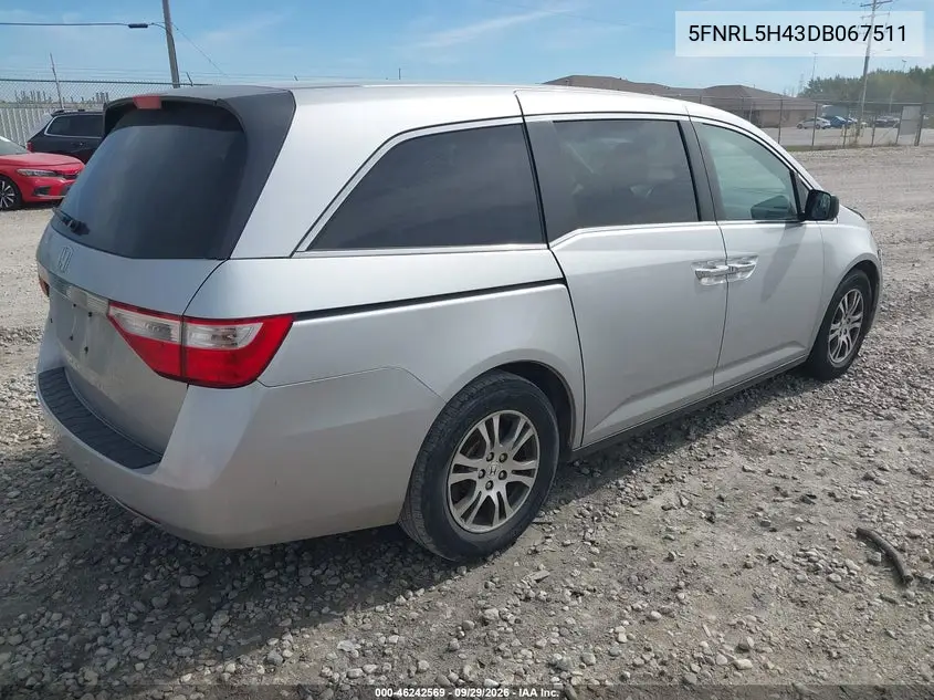 2013 HONDA ODYSSEY VIN 5FNRL5H43DB067511 — фото 4