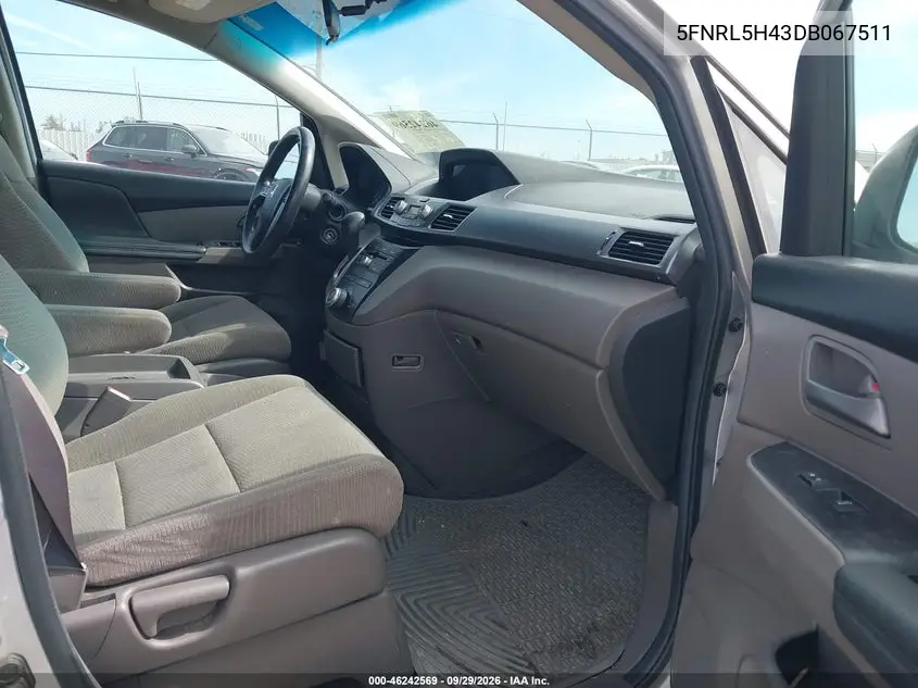 2013 HONDA ODYSSEY VIN 5FNRL5H43DB067511 — фото 5