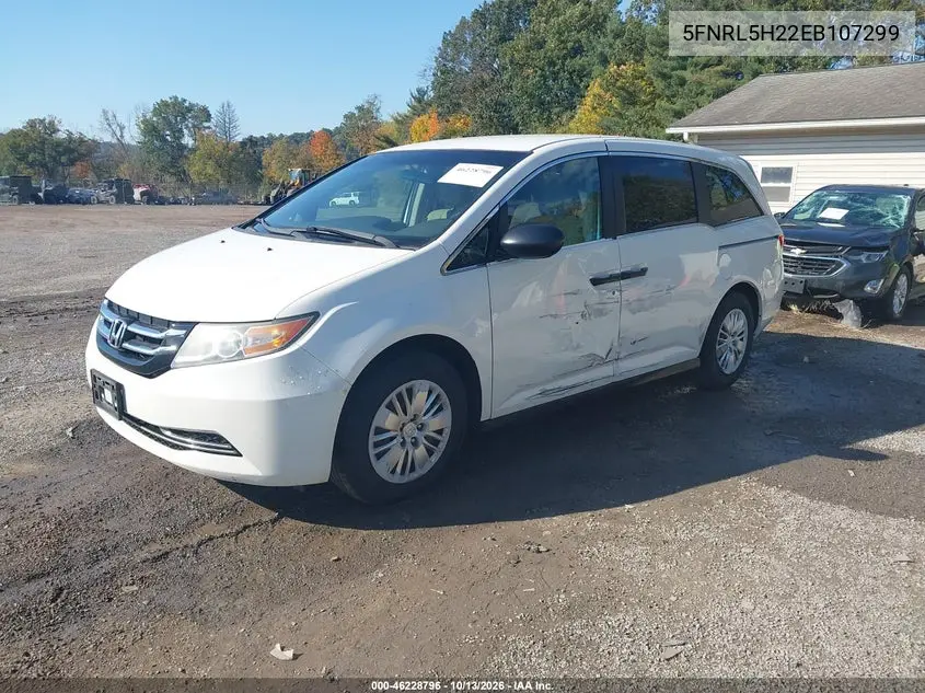 2014 HONDA ODYSSEY VIN 5FNRL5H22EB107299 — фото 2
