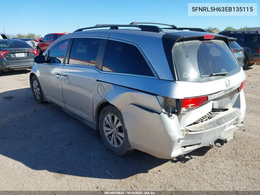 2014 HONDA ODYSSEY VIN 5FNRL5H63EB135115 — фото 3