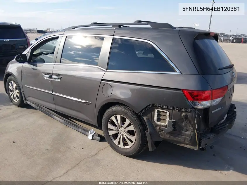 2014 HONDA ODYSSEY VIN 5FNRL5H64EB120381 — фото 3