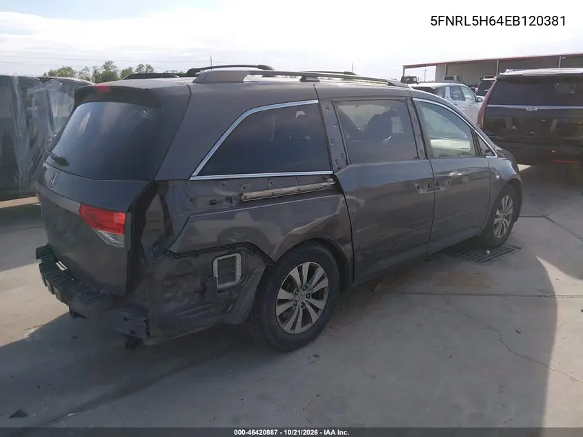 2014 HONDA ODYSSEY VIN 5FNRL5H64EB120381 — фото 4