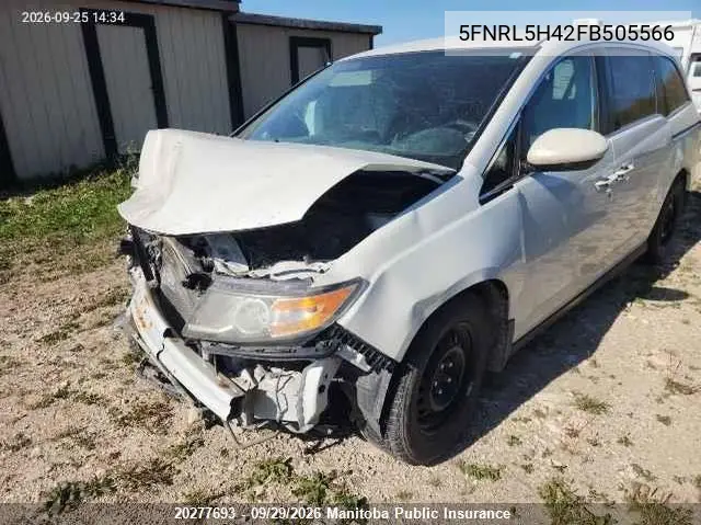 2015 HONDA ODYSSEY VIN 5FNRL5H42FB505566 — фото 2