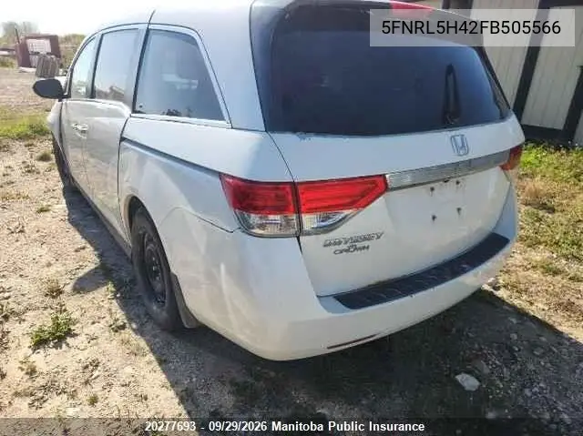 2015 HONDA ODYSSEY VIN 5FNRL5H42FB505566 — фото 3