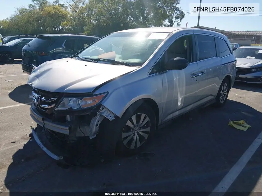 2015 HONDA ODYSSEY VIN 5FNRL5H45FB074026 — фото 2
