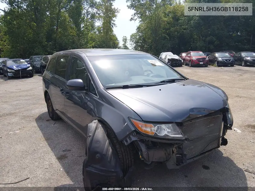HONDA ODYSSEY 2016, VIN 5FNRL5H26GB118258