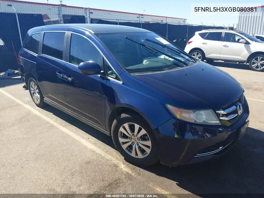 HONDA ODYSSEY 2016, VIN 5FNRL5H3XGB080381