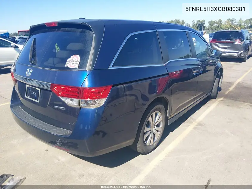 2016 HONDA ODYSSEY VIN 5FNRL5H3XGB080381 — фото 4