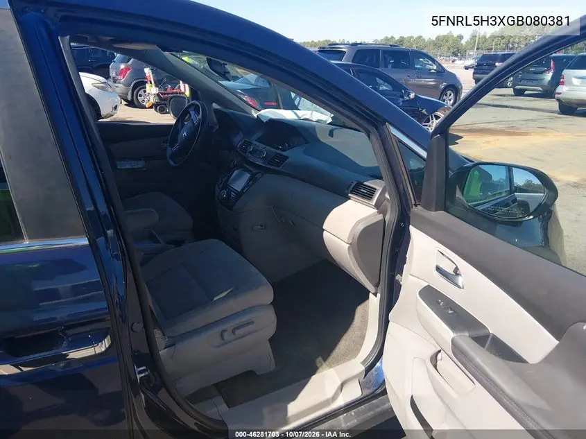 2016 HONDA ODYSSEY VIN 5FNRL5H3XGB080381 — фото 5