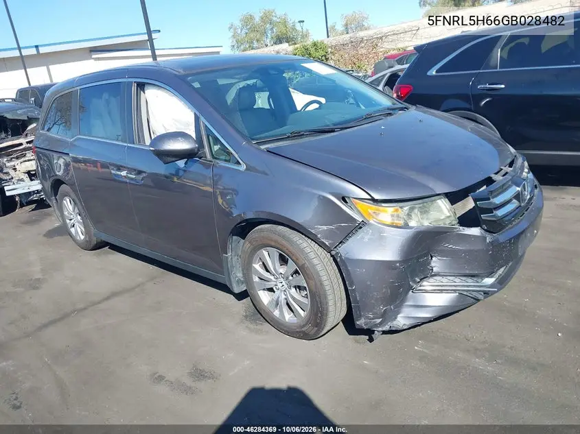 HONDA ODYSSEY 2016, VIN 5FNRL5H66GB028482