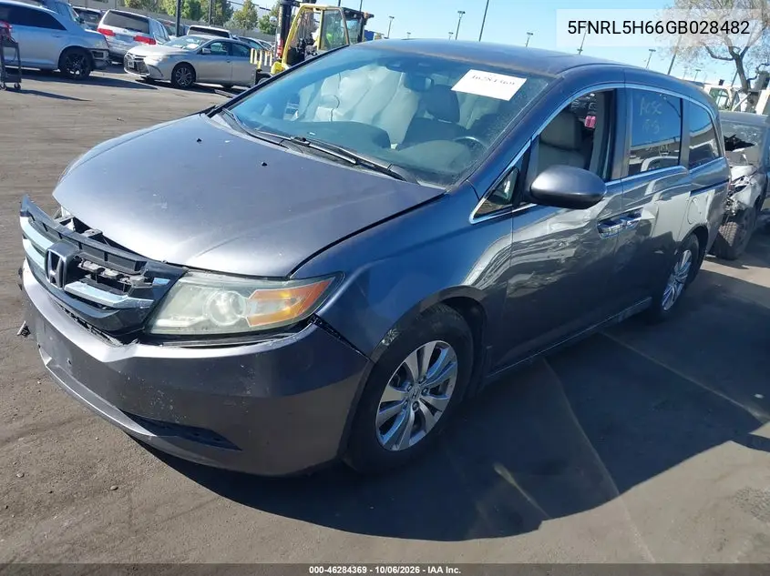 2016 HONDA ODYSSEY VIN 5FNRL5H66GB028482 — фото 2