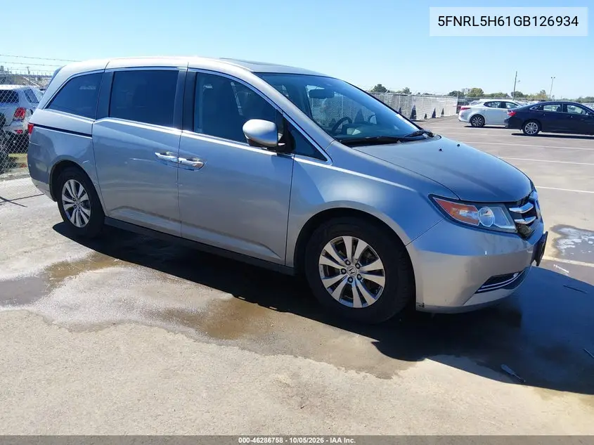 HONDA ODYSSEY 2016, VIN 5FNRL5H61GB126934