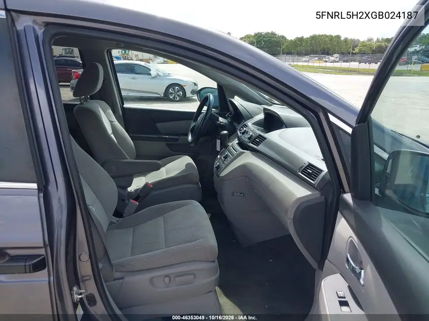 2016 HONDA ODYSSEY VIN 5FNRL5H2XGB024187 — фото 5