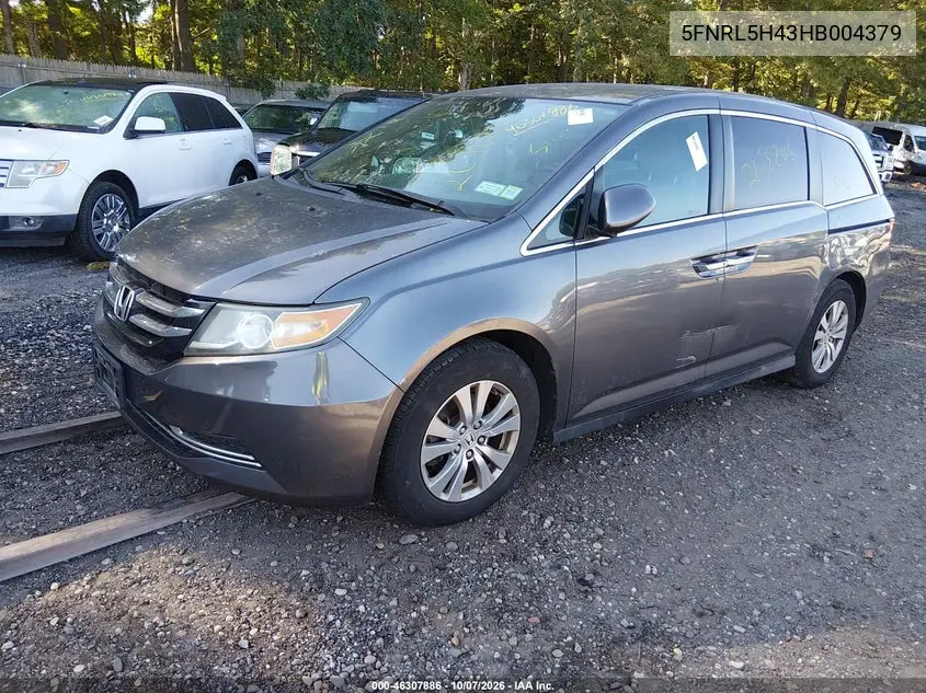 2017 HONDA ODYSSEY VIN 5FNRL5H43HB004379 — фото 2
