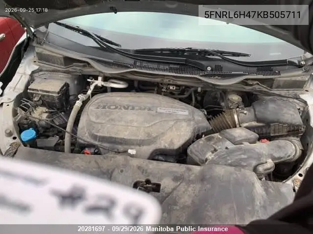 2019 HONDA ODYSSEY VIN 5FNRL6H47KB505711 — фото 10