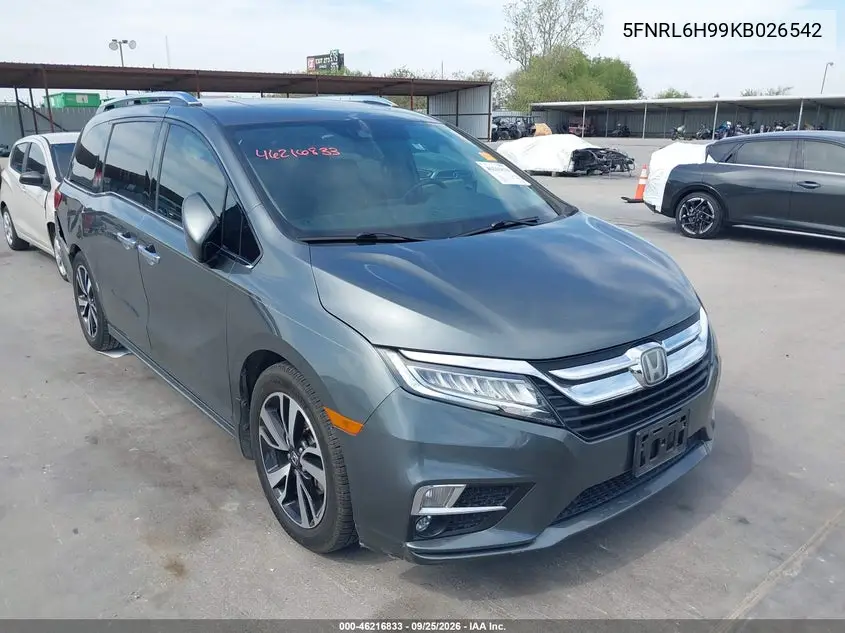 HONDA ODYSSEY 2019, VIN 5FNRL6H99KB026542
