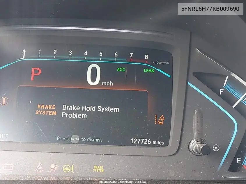 2019 HONDA ODYSSEY VIN 5FNRL6H77KB009690 — фото 15