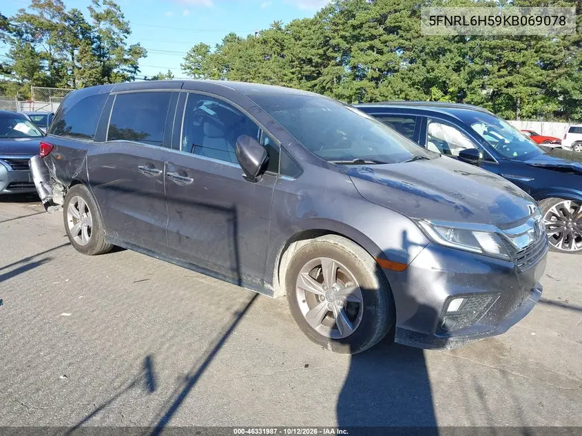HONDA ODYSSEY 2019, VIN 5FNRL6H59KB069078