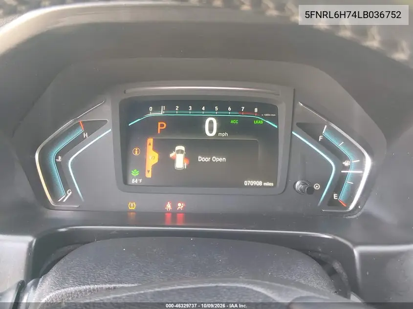 2020 HONDA ODYSSEY VIN 5FNRL6H74LB036752 — фото 7