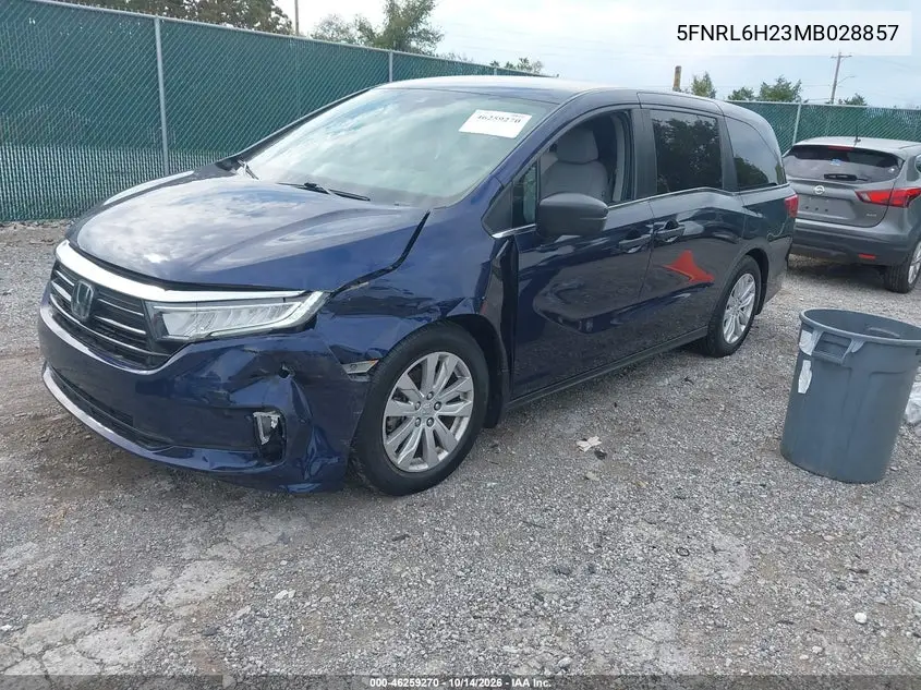 2021 HONDA ODYSSEY VIN 5FNRL6H23MB028857 — фото 2