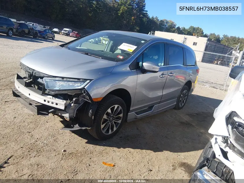 2021 HONDA ODYSSEY VIN 5FNRL6H73MB038557 — фото 2
