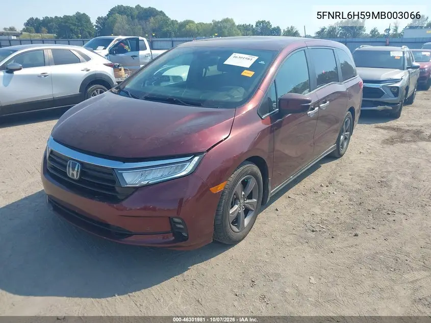 2021 HONDA ODYSSEY VIN 5FNRL6H59MB003066 — фото 2