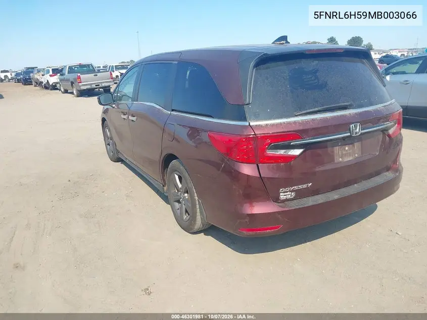 2021 HONDA ODYSSEY VIN 5FNRL6H59MB003066 — фото 3